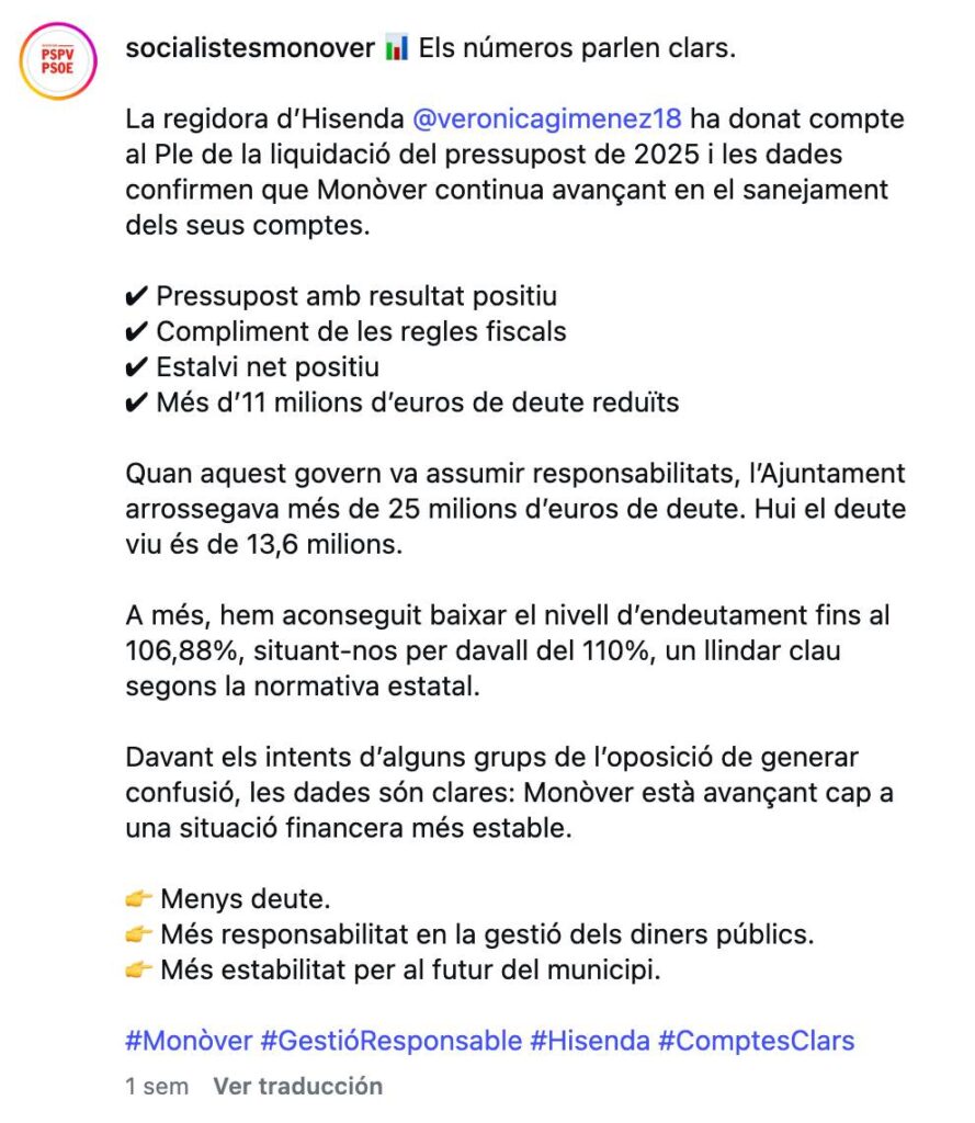 publicacion instagram psoe monover